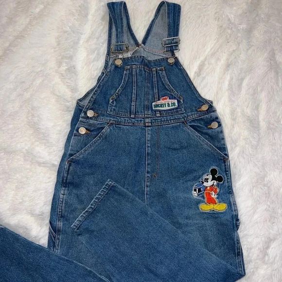 Vintage Mickey & Co Denim Overalls Vintage Size 7 Mickey Motor Co - Picture 1 of 7